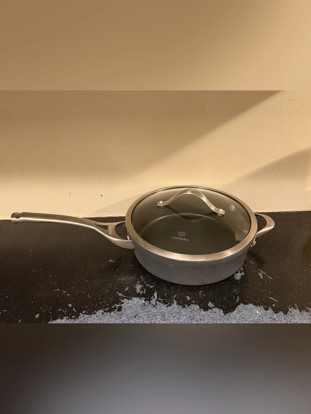 Calphalon #5003 3 Qt Sauté Pan + Double Handles Anodized Aluminum + Glass Lid